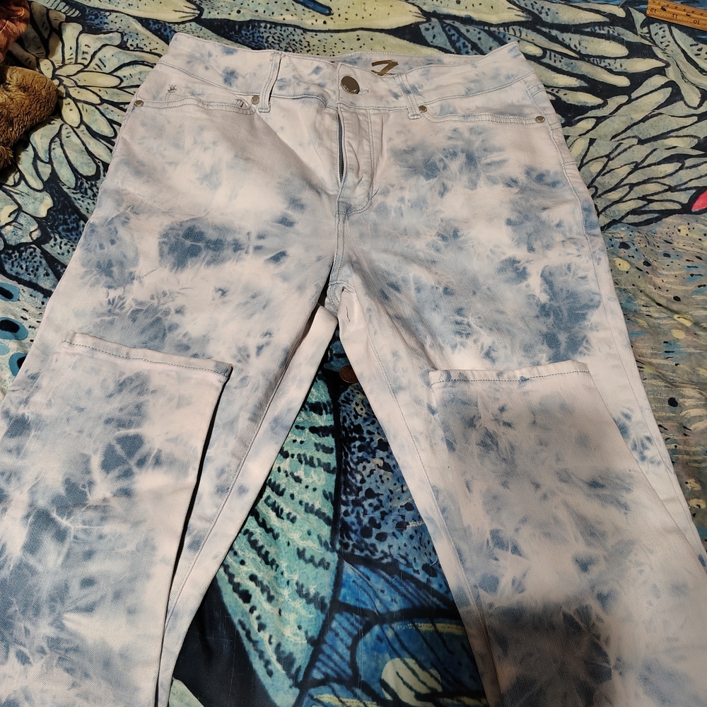 Seven7 Blue and White Tie-Dye Skinny Ankle Jeans/ NWOT/ SZ 10/ Info